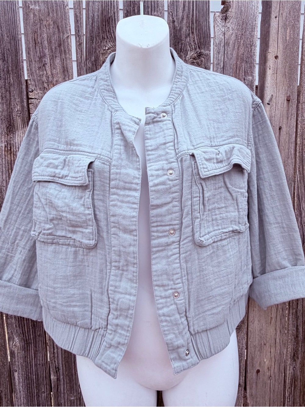 Mustard Seed Light Blue Cotton Bomber Jacket